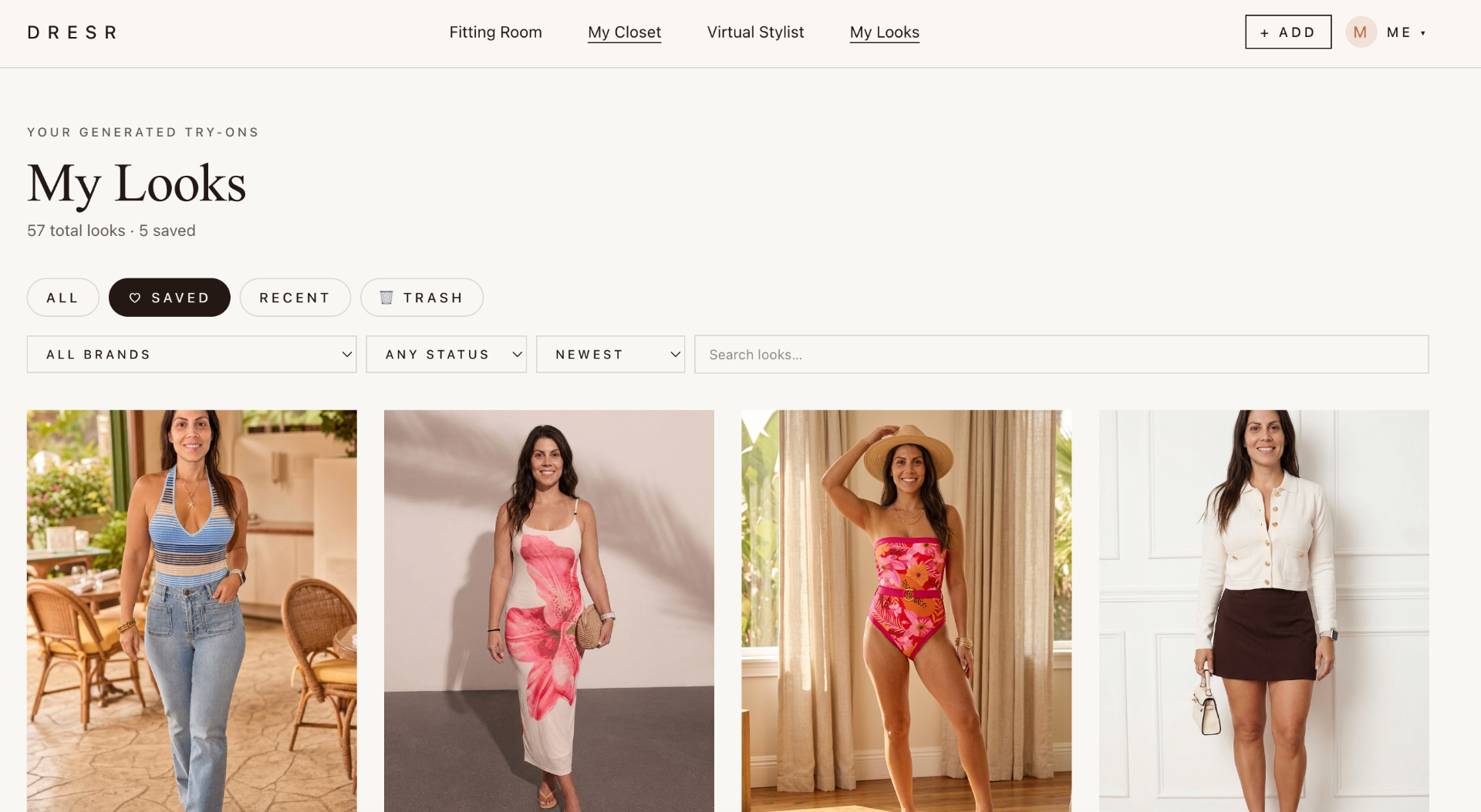 Dresr My Looks — gallery of generated try-on images